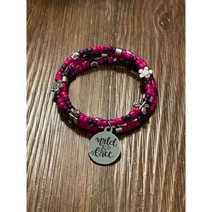 Handmade Wild & free pink and purple beaded wrap bracelet, gift for her‎